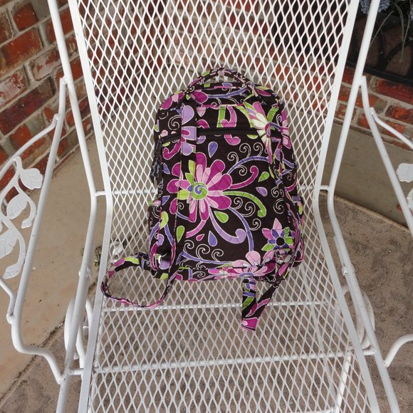 VERA BRADLEY Brown & Red Flower Medium Cloth Backpack - Picture 2 of 7